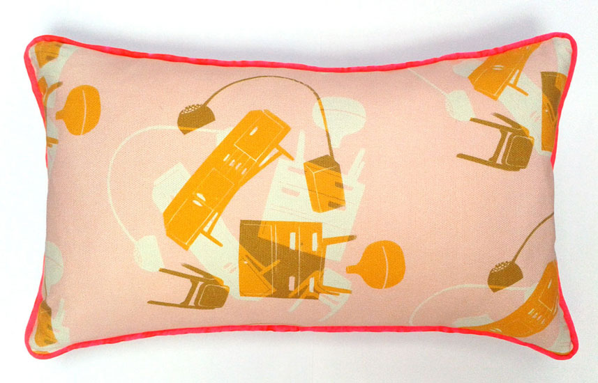 midcentury cushion, pink